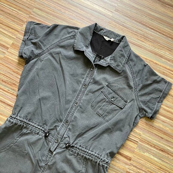 Woolrich Nylon Windwood Travel Dress with Pockets Short Sleeves Grey Check - Picture 4 of 7